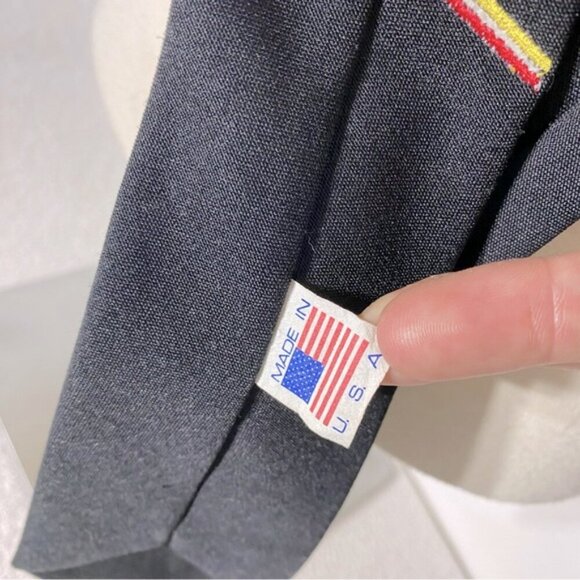 Vintage Black With Red Embroidered Lion Neck Tie - Picture 3 of 10